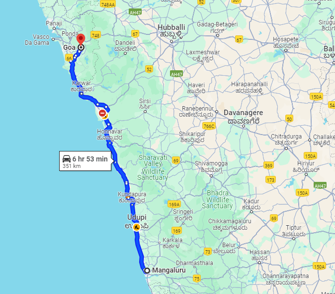 mangalore to goa